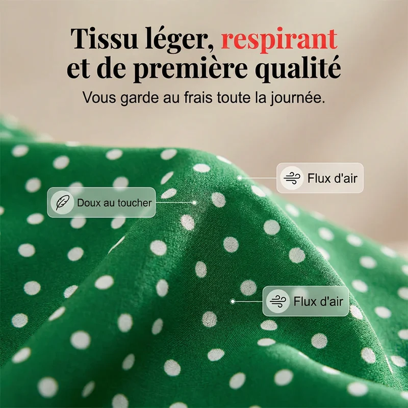 Pantalon Évasé Taille Haute - Motif à Pois