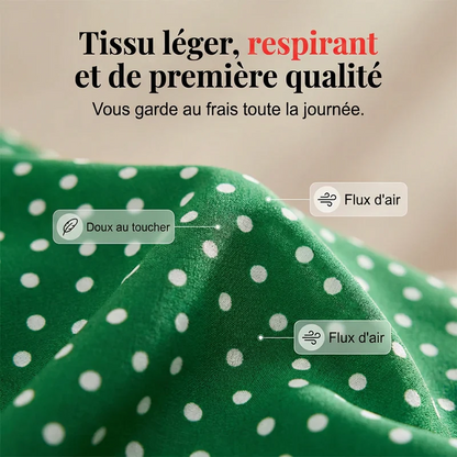 Pantalon Évasé Taille Haute - Motif à Pois